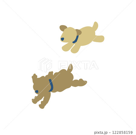追いかけっこする犬のイラスト 122858159