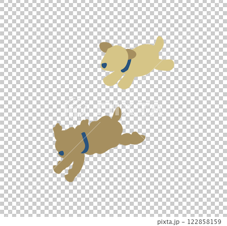 追いかけっこする犬のイラスト 122858159