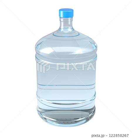 Clear water jug with a blue cap, isolated on a transparent background 122858267