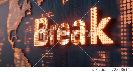 Break illuminated in vibrant orange lights against dark background 122858634