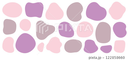 シェイプ　抽象的な形　丸　紫　ピンク　茶色　セット 122858660
