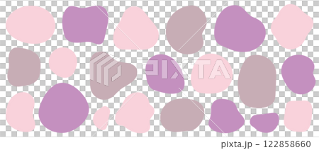 シェイプ　抽象的な形　丸　紫　ピンク　茶色　セット 122858660