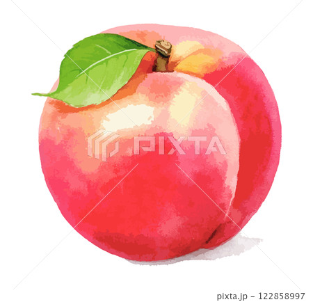 水彩で描いた桃のイラスト　生成AI 122858997