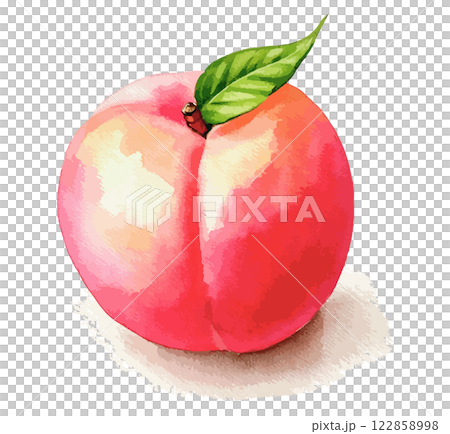 水彩桃子插畫-AI生成 122858998