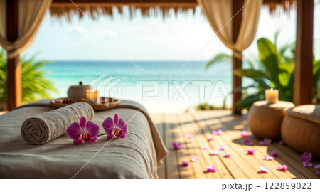 Luxurious Beachfront Spa Retreat with Orchids and Ocean View Massage Experience 122859022