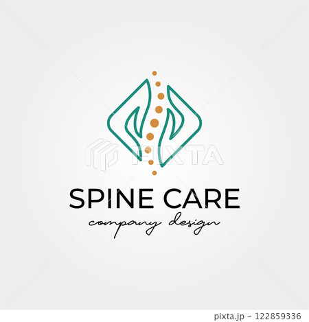 spine logo vector with hand symbol illustration design 122859336