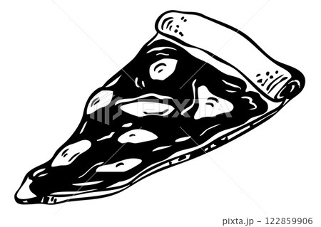 Vector hand drawn pizza doodle piece black and white isolated 122859906