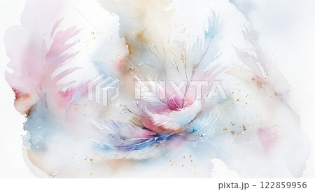Pastel Feather Abstract Watercolor Art 122859956