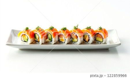 Salmon Sushi Rolls with Avocado and Mango 122859966