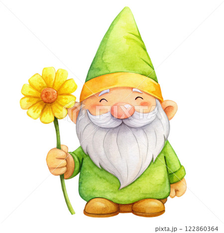 Gnome Cute Kawaii Blindfold Holding the national flower 122860364