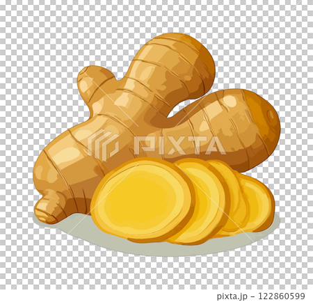 スライスした生姜のイラスト　生成AI 122860599