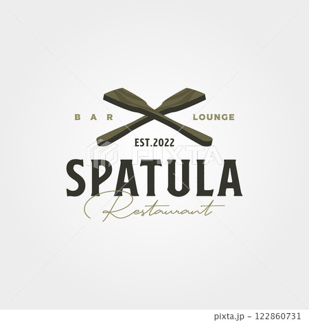 spatula kitchen utensil vintage vector logo symbol illustration design, cross spatula vintage logo 122860731