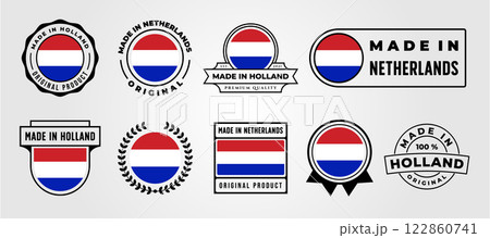 set of made in netherlands flag label vector logo symbol illustration design 122860741