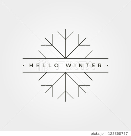 hello winter line art minimal typography text vector symbol illustration design, snowflake lettering design 122860757