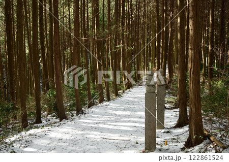 高野山町石道の百四十四町石(右)と一里石(左) 高野山町石道の百四十四町石(右)と一里石(左) 122861524