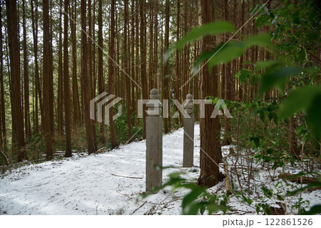高野山町石道の百四十四町石(右)と一里石(左) 高野山町石道の百四十四町石(右)と一里石(左) 122861526