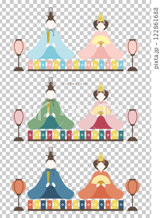 女兒節向量雛娃娃的插圖素材白色背景 122861688