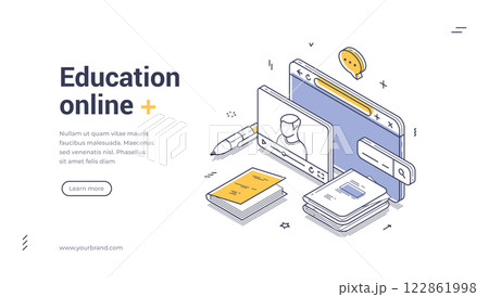 Modern education online learning web banner template Modern education online learning web banner template 122861998