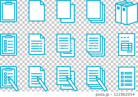 書類・バインダー・メモ帳・ペンのベクターアイコンセット3 122862054