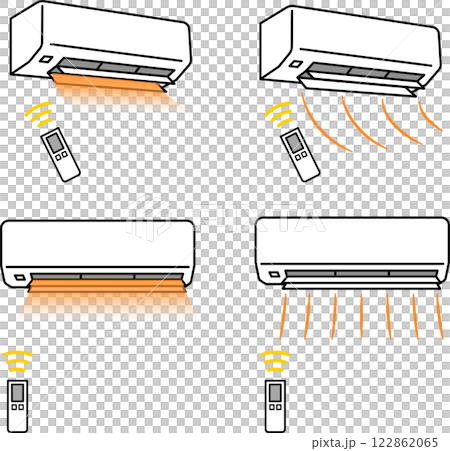 エアコン・クーラー・熱中症対策イラストセット2 エアコン・クーラー・熱中症対策イラストセット2 122862065