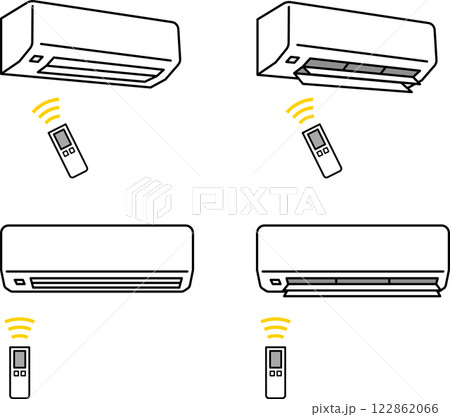 エアコン・クーラー・熱中症対策イラストセット エアコン・クーラー・熱中症対策イラストセット 122862066