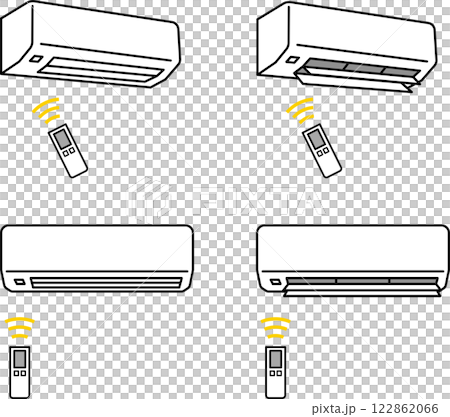 エアコン・クーラー・熱中症対策イラストセット エアコン・クーラー・熱中症対策イラストセット 122862066