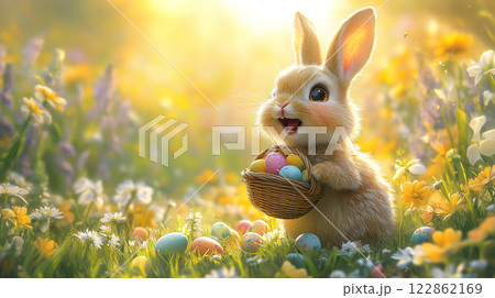 イースターバニーと春の贈り物 - 笑顔あふれる幸せなひととき 122862169