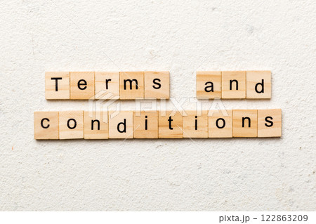 Terms and Conditions word written on wood block. Terms and Conditions text on table, concept 122863209