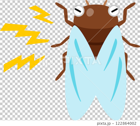 A deformed illustration of a cicada chirping loudly 122864002