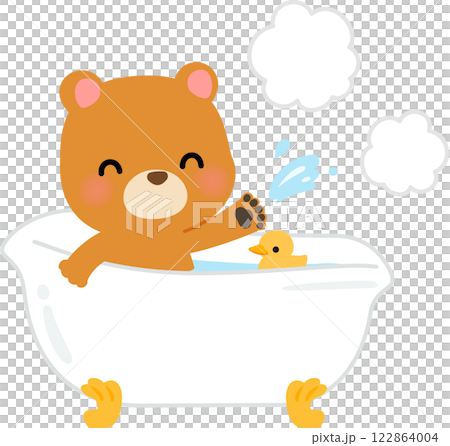 一隻熊在爪足浴缸中洗澡 122864004