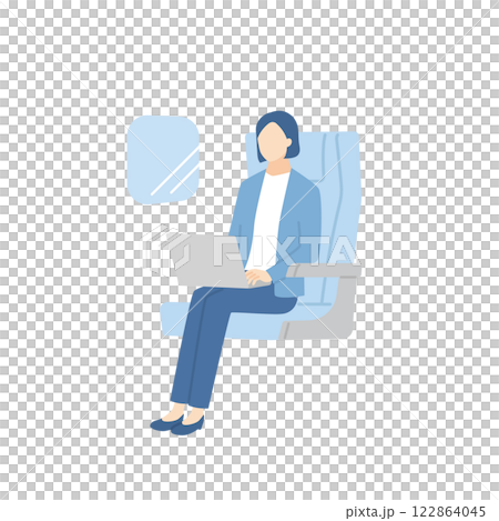 坐在火車或飛機座位使用筆記型電腦的商務人士 122864045