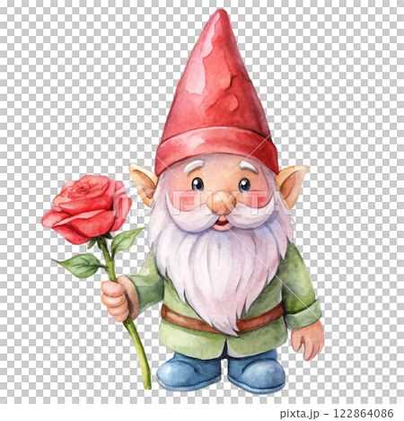 Gnome Valentine Watercolor 122864086