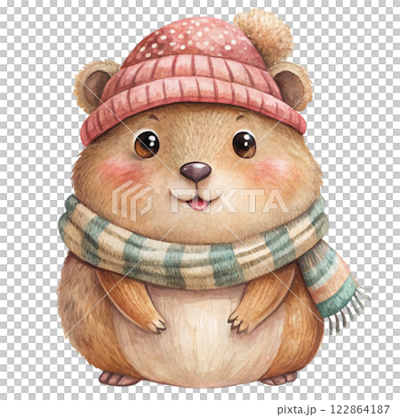 Groundhog  fireworks  wearing winter clothes 122864187