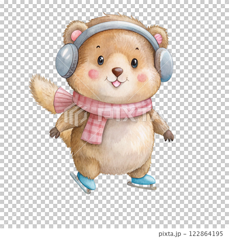 Groundhog  fireworks  wearing winter clothes 122864195