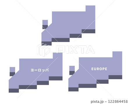 ヨーロッパの立体簡易地図＿直線パープル 122864458