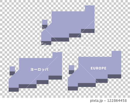 ヨーロッパの立体簡易地図＿直線パープル 122864458