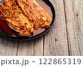 Traditional korean food kimchi photography . Top view 122865319