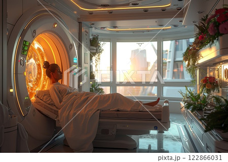 patient receiving chemotherapy treatment in a specialized oncology unit 122866031