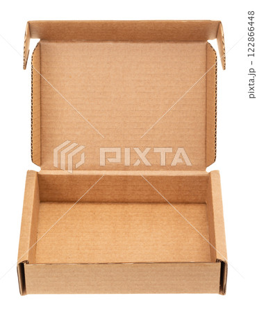 Open Cardboard Box isolated on white Open Cardboard Box isolated on white 122866448