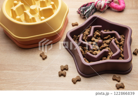 Slow feeding bowl preventing gulping and improving digestion in dogs 122866839