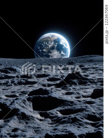 月面から見た地球 AI生成画像 月面から見た地球 AI生成画像 122867069