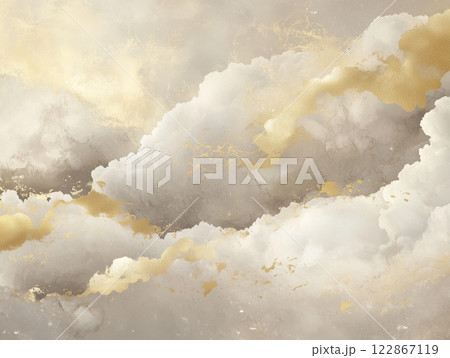 乳白色と金色の雲の背景 122867119