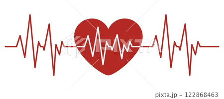 Heart pulse. Human heart and the encephalogram. Red and white colors. Heart rhythm graph. Medicine, Healthcare. Heart pulse. Human heart and the encephalogram. Red and white colors. Heart rhythm graph. Medicine, Healthcare. 122868463