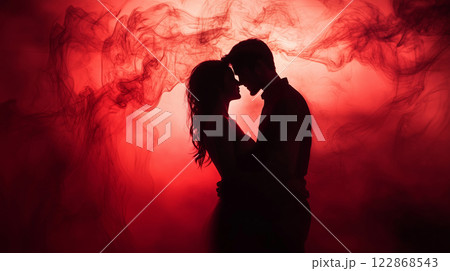 Romantic silhouette of a couple. A passionate...のイラスト素材 [122868543] - PIXTA