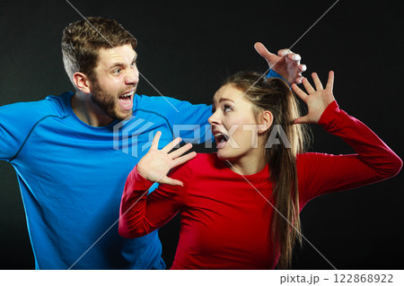 Man husband abusing woman wife. Violence. 122868922