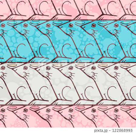 Seamless hare pattern in Escher style with snow texture 122868993