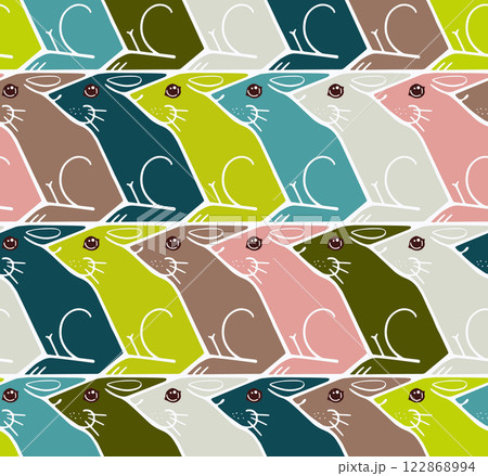 Seamless hare pattern in Escher style with pastel colours 122868994