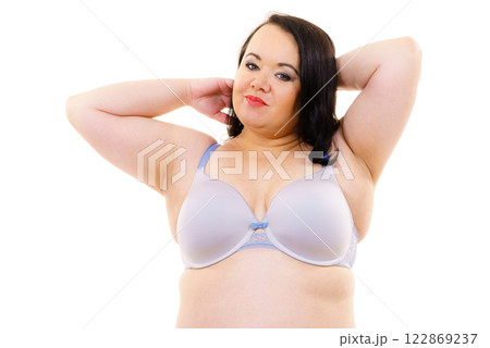 Woman big breast wearing bra Woman big breast wearing bra 122869237