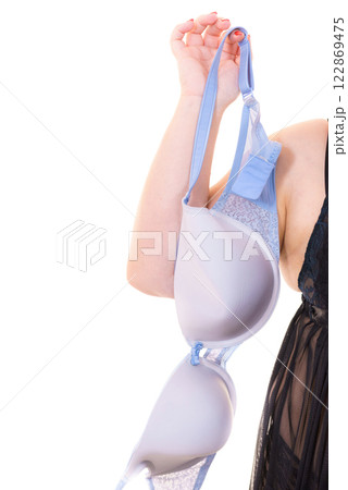Woman plus size holding bra Woman plus size holding bra 122869475