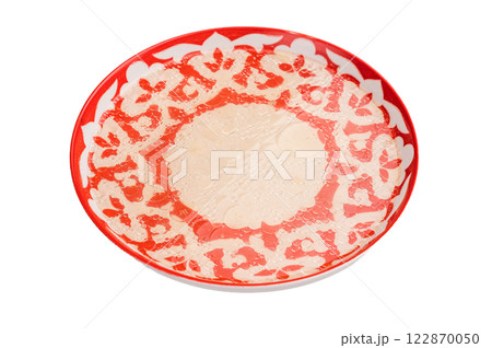 Bowl of chicken broth isolated on white background. top view Bowl of chicken broth isolated on white background. top view 122870050